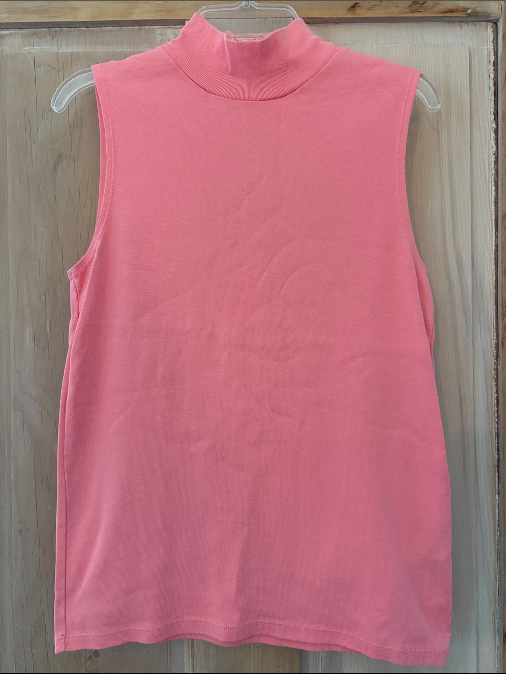 Sleeveless Mock Neck Tank Top - Pink coral